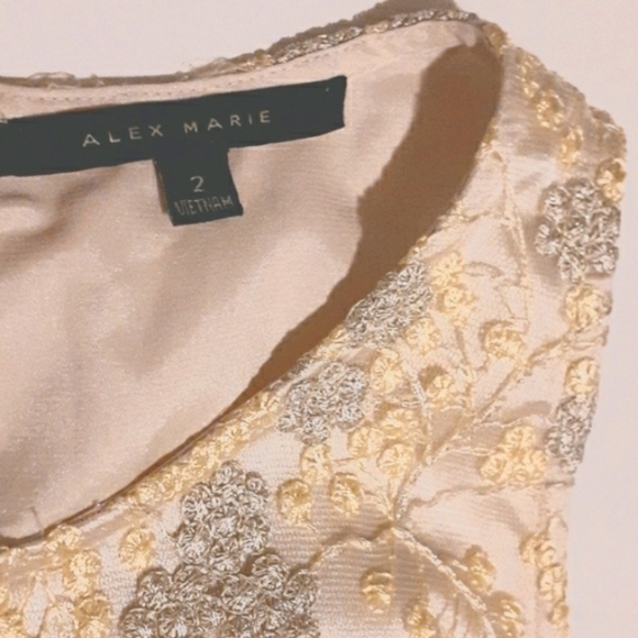 Alex Marie Dress Yellow Silverish Brocade Asymmetrical Special Occasion Size 2 - Picture 6 of 6
